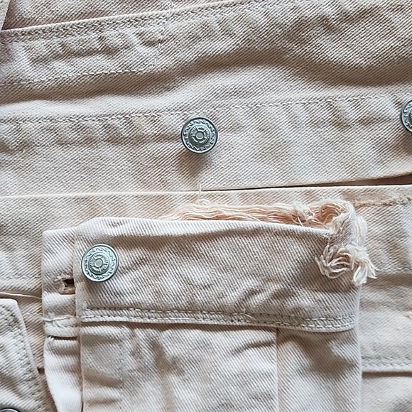 Women's fashion tattered Jean jacket light peach pink colour. - Picture 5 of 10